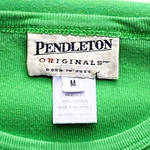 Pendleton  Vintage Green Short Sleeve Cotton Top ~ Women's Size MEDIUM