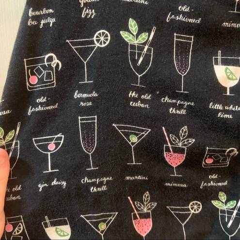 Kate Spade  Black Multicolor Cocktails Print Pajama Top XS