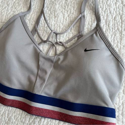 Nike  Women’s Gray Padded Sports Bra Medium Red White Blue