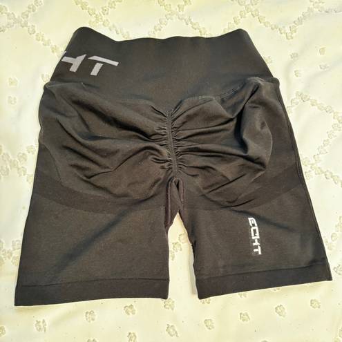 ECHT  Black Scrunch Arise Shorts Logo Gym