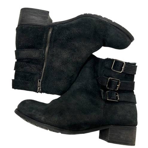 Boohoo  Suede Triple Buckle Fur Lined Ankle Boot Booties