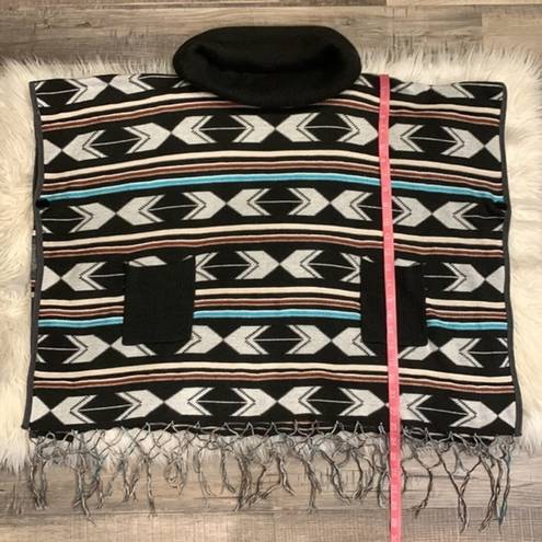 Double Zero  wool blend cowl neck poncho sweater M