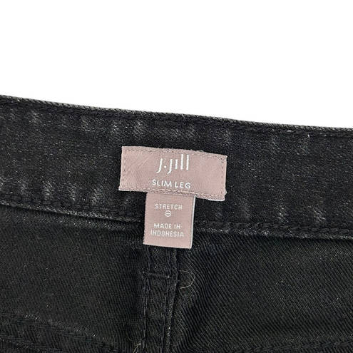 J.Jill  Black Slim Leg Raw Hem Jeans Sz 8