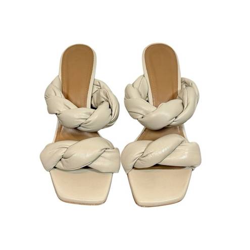 Twisted Flattered x Revolve River  Leather Heeled Sandals in Cream
