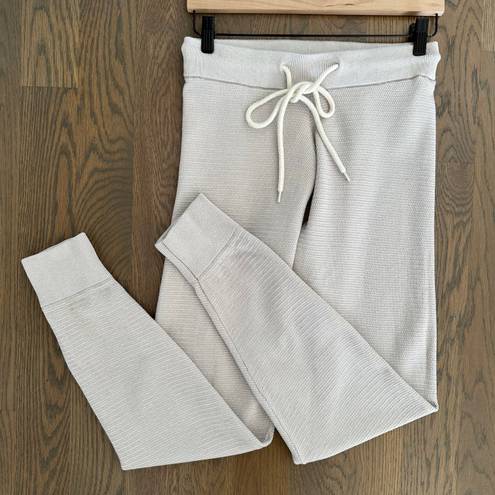 Varley Alice High Waist Textured Cotton Sweatpants 2.0 Praline and Ivory Size XS