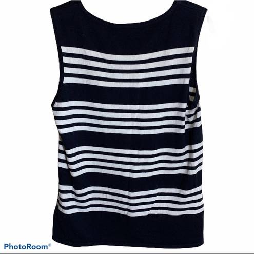 Preston & York  Navy Blue & White Striped Tank