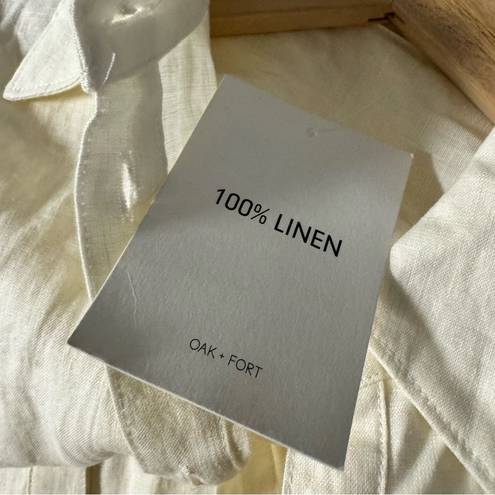 Oak + Fort  NWT 100% Linen Cream Button Up Shirt Collar Womens size XS