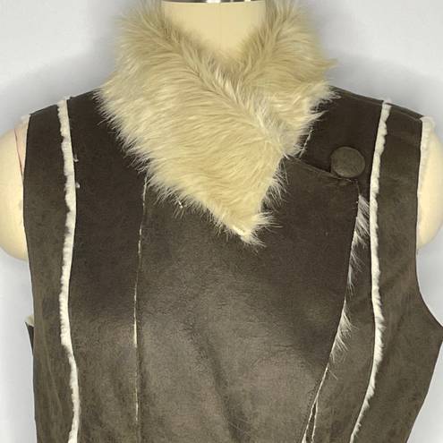 INC International Concepts Womens Night Moss Faux Suede Faux Fur Vest - Size Med