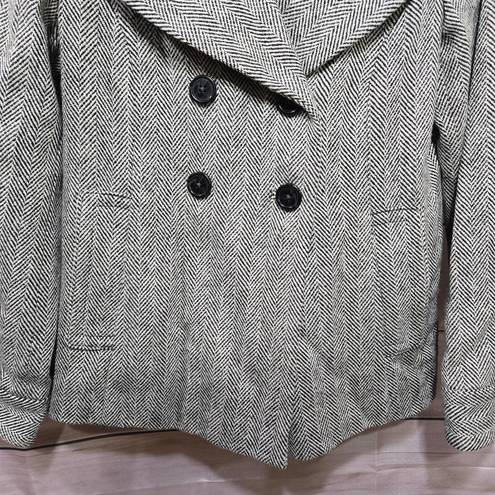 Banana Republic Black Herringbone Metallic Wool Blend Women's Coat Size Medium