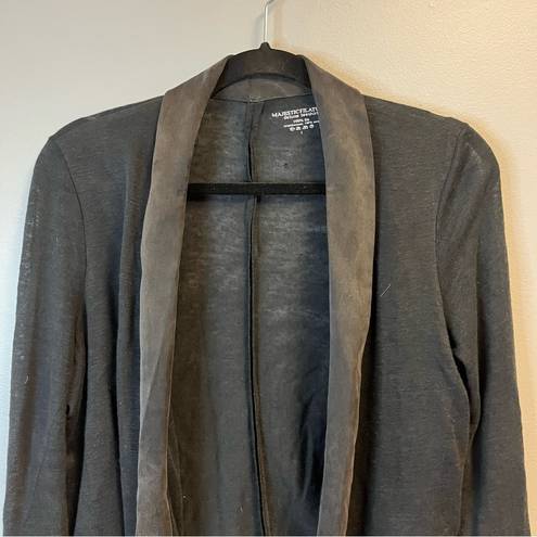 Majestic  Filatures Cardigan Black 100% Linen Open Front Blazer Sz 1 (XS/S) EUC