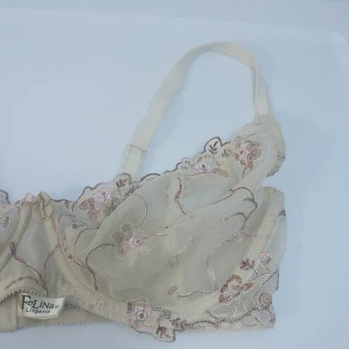 Felina  Cream Lace Embroidered Wired Bra 34D