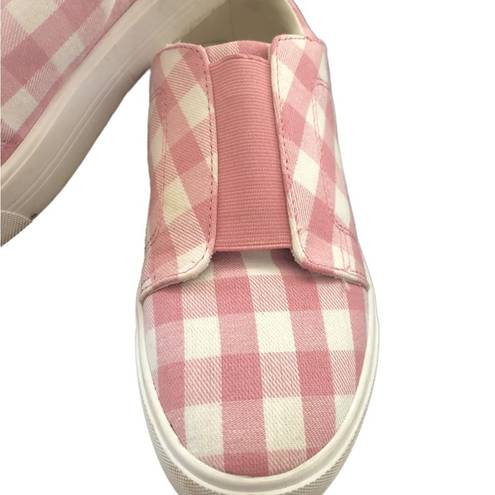 Isaac Mizrahi  Live! Pink White Check  Gingham Slip On Canvas Sneaker Size 8.5M