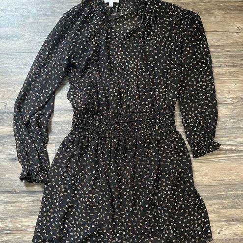 Socialite Black Dress Casual Midi By  Size XS Polka Dot Brown White Coffee Bean