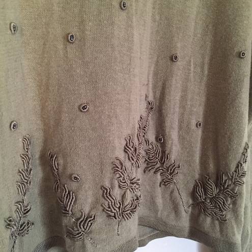 Kathie Lee Collection Embroidered Sweater Flower Beadwork