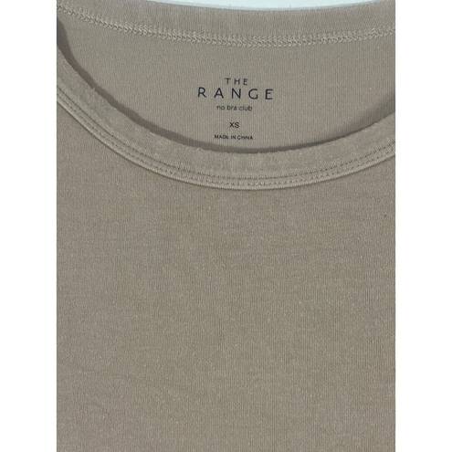 The Range  No Bra Club Long Sleeve Crew Top in Saddle XSmall Womens Tee Top