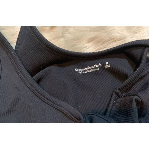 Abercrombie & Fitch Abercrombie snap down ribbed black bodysuit medium