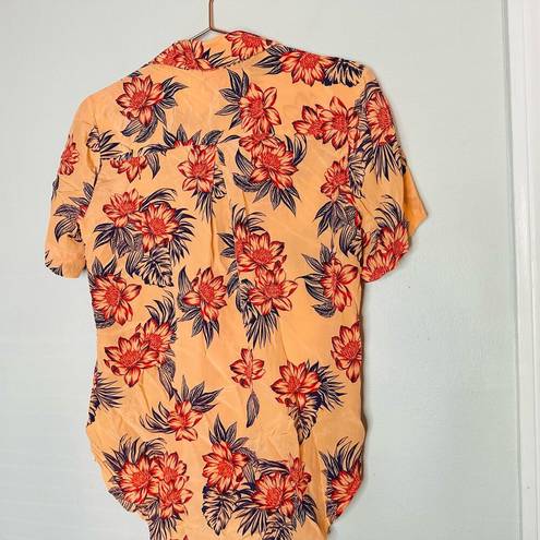 Equipment  Essential Peach Floral Print Crepe de Chine Button Front Shirt Size XS