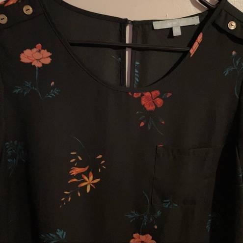 Sweet Rain  Black Floral Blouse