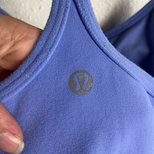 Lululemon  Size 6 Power Y Tank Top Blue Razor Back Activewear Built In Bra Yoga