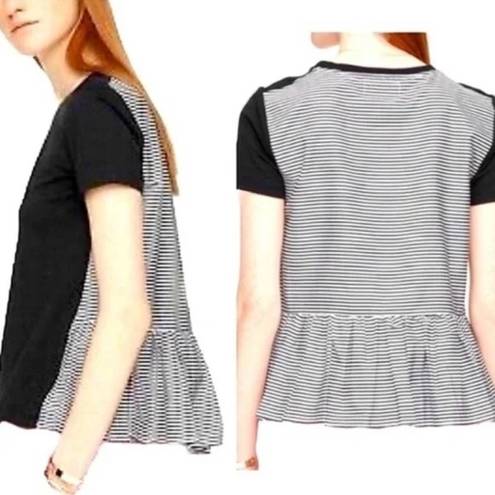 Kate Spade  Broome Street Striped Ruffle Back Tee Black & White Size: Small