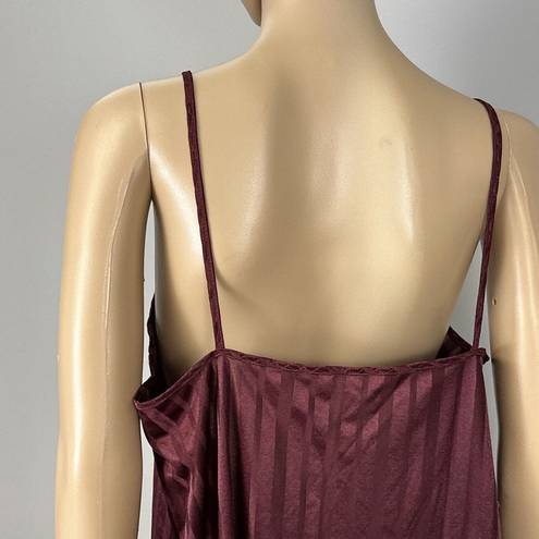 Petra Fashions Vintage  Size Medium Chemise Shimmer Stripes Burgundy Nighty Dress