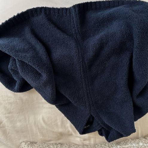 Barefoot Dreams Cozy Chic Boatneck Asymmetrical Poncho Shawl in Navy