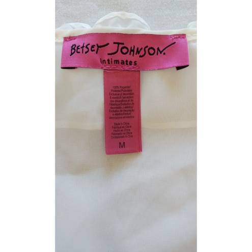 Betsey Johnson  Satin lace ruffle belted wrap Robe White Pearl size Medium