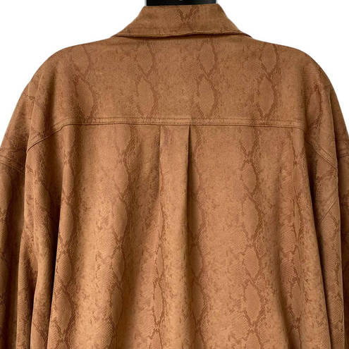 Good American Shacket Brown Cognac Snakeskin Button Up Women's Plus Size 5 2XL