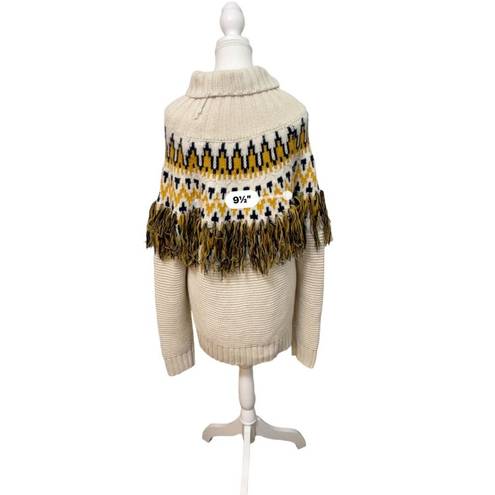 Angel Kiss  Fair Isle Fringe Knit Turtleneck Long Sleeve Sweater Pullover Women L