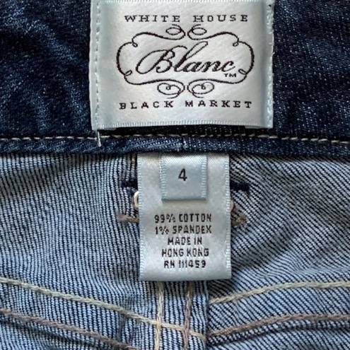 White House | Black Market WHBM Blanc Jeans Embellished Back Flap Pocket Straight Leg Jeans Size 4