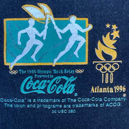 Coca-Cola Vintage 90s  Olympic Torch Relay Black Graphic T-shirt