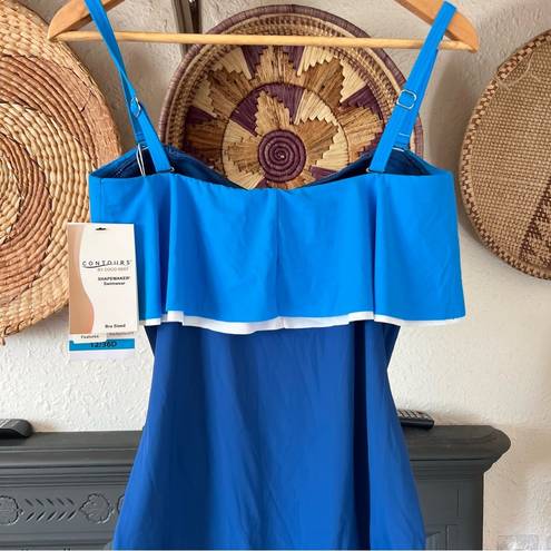 Coco reef Blue  swim contours NEW Agate Ruffle One Piece Swimsuit 36c/12