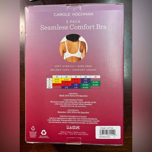 Carole Hochman NIB  Seamless Comfort Bra 2-Pack, Soft Stretch, Wire-Free, XL