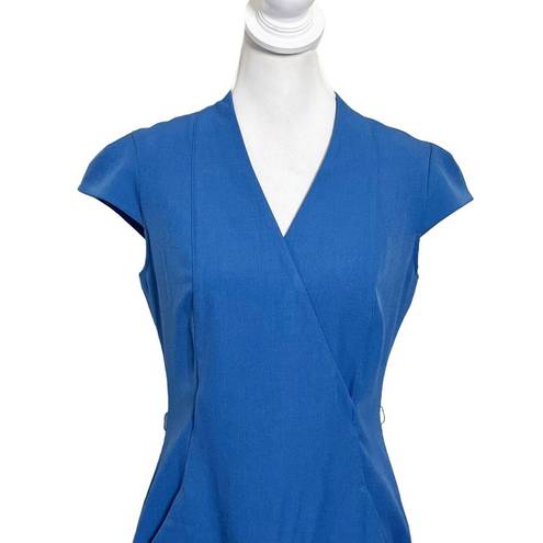 MM.LaFleur  Felisa Dress Blue Sheath Cap Sleeve Pockets Business Women’s Size 10