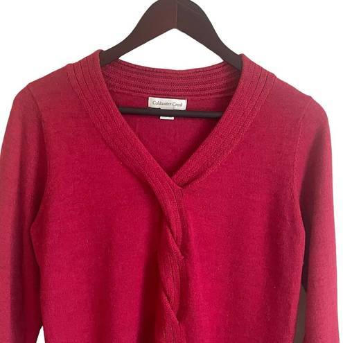 Coldwater Creek  Women Sweater V-Neck Wool Blend Long Sleeve Knit Pullover L Red