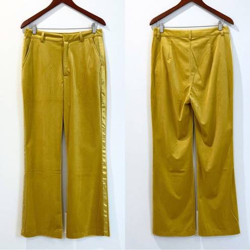 7 For All Mankind  Velvet & Satin Wide Leg Trousers Gold Size 10 NEW