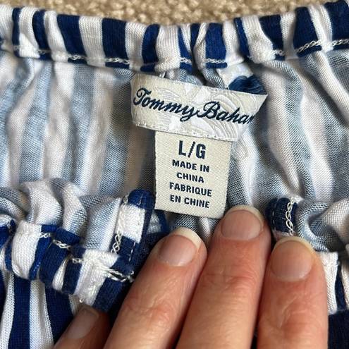 Tommy Bahama  Navy & White Striped Tank With Keyhole Tie Neckline   Size Large