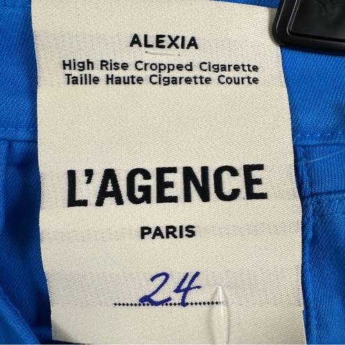 L'Agence L’agence Women’s Alexia Crop Cigarette Denim Jeans High Rise Neon Blue 24 NWT