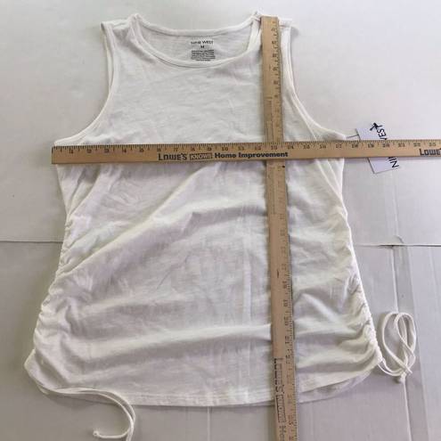 Nine West  Size M White Top Tank Sleeveless Ruched Sides Shirt Solid Women Summer