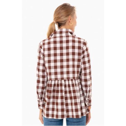 Tuckernuck  Pomander Place Saddle Brown Gingham Scarlett Button Down Blouse