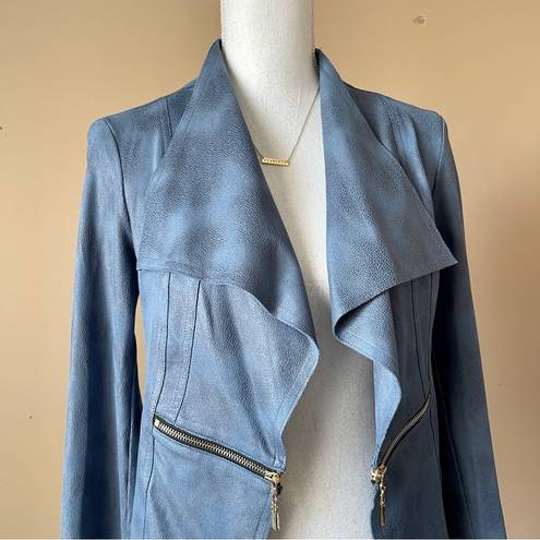 Joseph Ribkoff  | Blue Faux Leather Textured Open Silhouette Jacket Sz 8