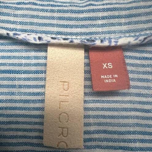 Pilcro  Anthropologie Button Front Long Sleeve Cotton Blue Shirt Women's Size XS