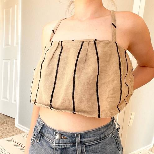 Honey Punch  Tan Striped Crop Top