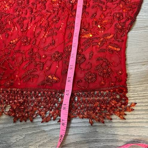 JACK VINTAGE  Bryan red beaded fringe top floral