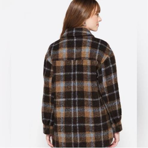 Madewell  Shacket Womens 1X Brown Plaid Wool Alpaca Belrose Shirt Jacket NEW