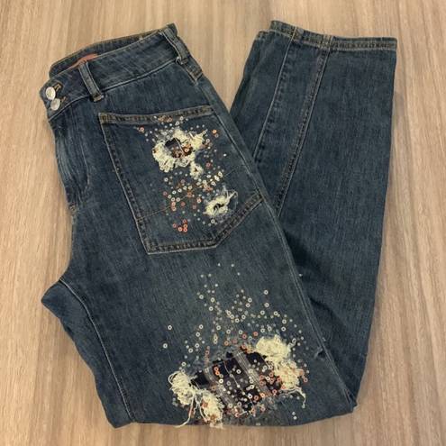 Pilcro  x Anthropologie Straight Leg Sequin The Wanderer Jeans Size 25