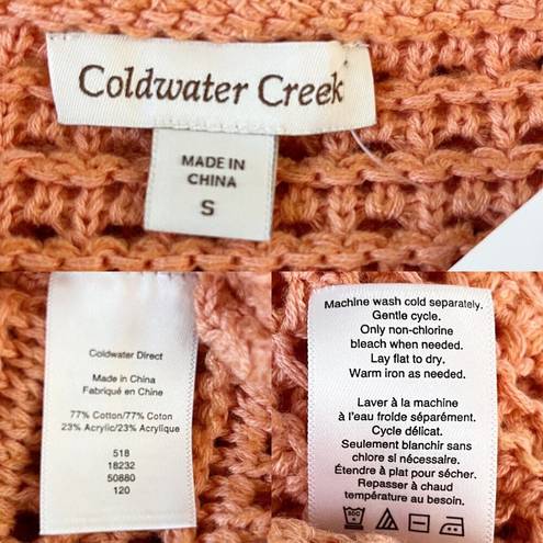 Coldwater Creek  Tradewinds Sweater S Sunset Open Knit 3/4 Sleeves New