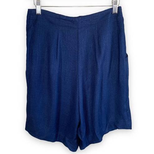 Petite Sophisticate Vintage 80s  Shorts Pleated Tailored High Waisted Navy Mom