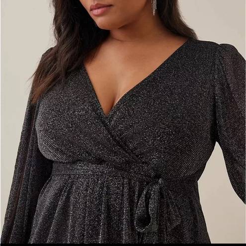 Torrid  Knit Glitter Lurex Surplice Peplum Top Size 4X NWT