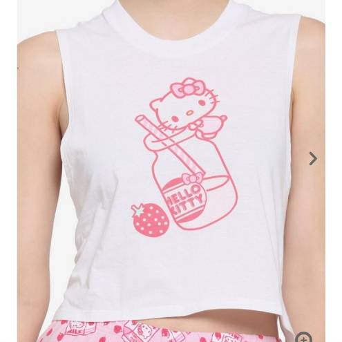 NWT  Strawberry Milk Tank & Shorts Girls Lounge Set Hello Kitty Small